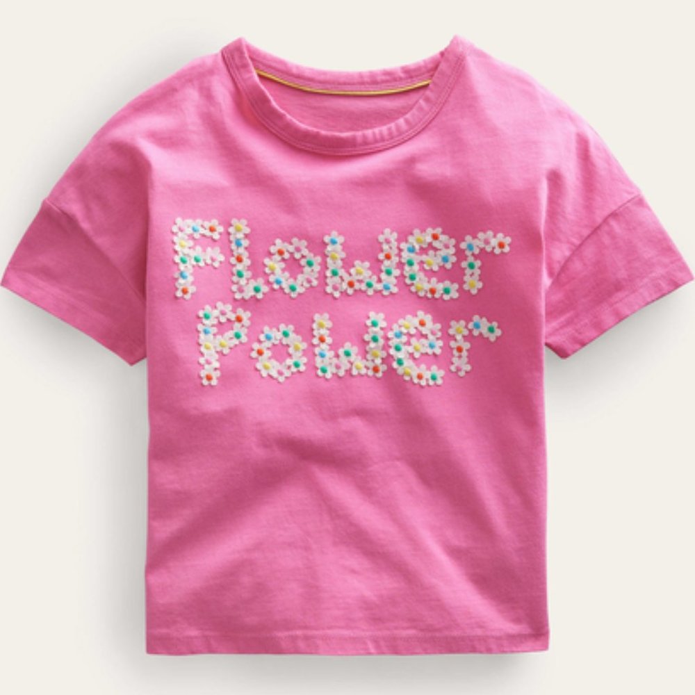 NWT Mini Boden HTF Flower Power Tee Shirt